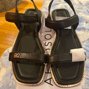 Brand new aerosoles black leather sandals